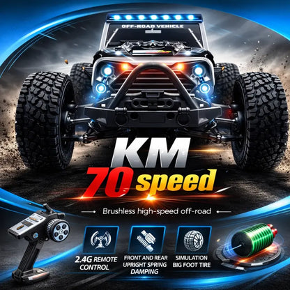 1:16 4WD RC Off-Road Car with LED – 70KM/H High-Speed