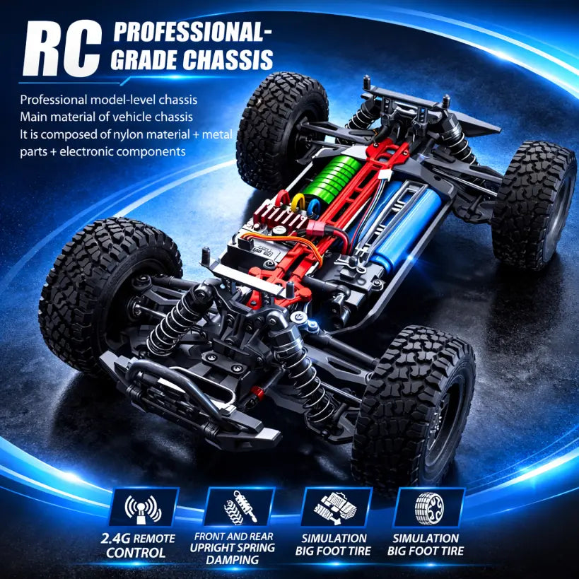 1:16 4WD RC Off-Road Car with LED – 70KM/H High-Speed