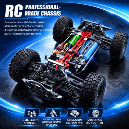 1:16 4WD RC Off-Road Car with LED – 70KM/H High-Speed