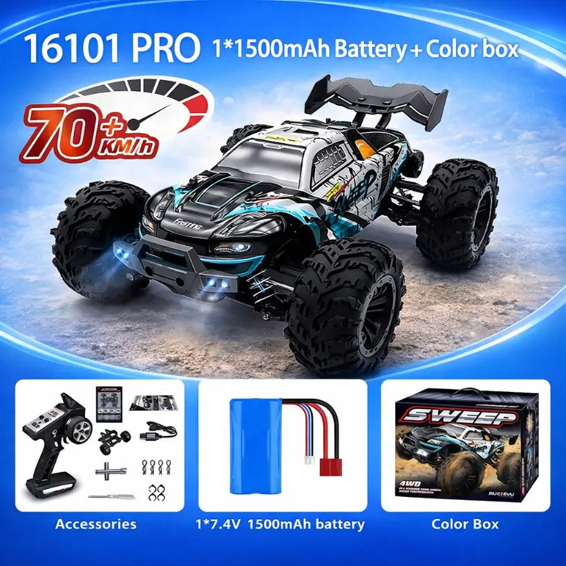 1:16 4WD RC Off-Road Car with LED – 70KM/H High-Speed