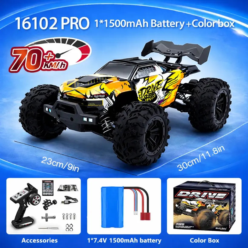 1:16 4WD RC Off-Road Car with LED – 70KM/H High-Speed