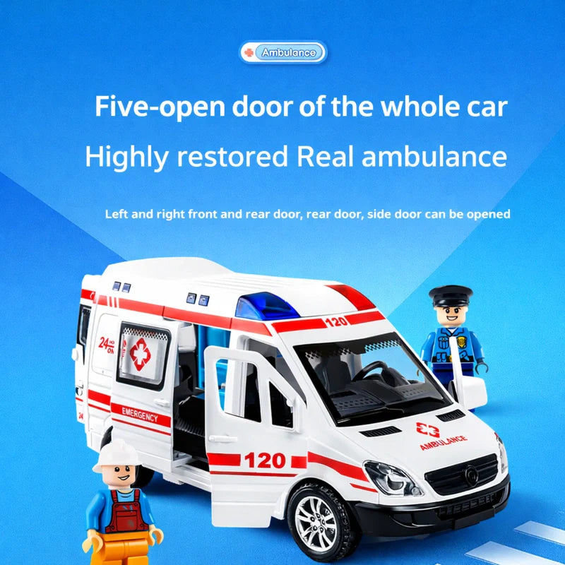 1:32 Mini Car Diecast Ambulance & Police Car