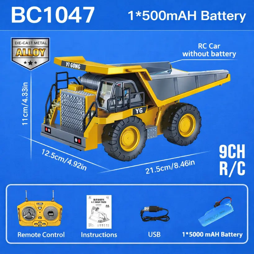 2.4G Remote Control Excavator & Dump Truck RC Construction Toy
