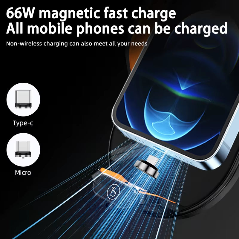 Car Wireless Phone Holder Stand 66W Fast Charging Station Charger Auto Infrared Induction for Iphone 15 14 13 12 Samsung Xiaomi