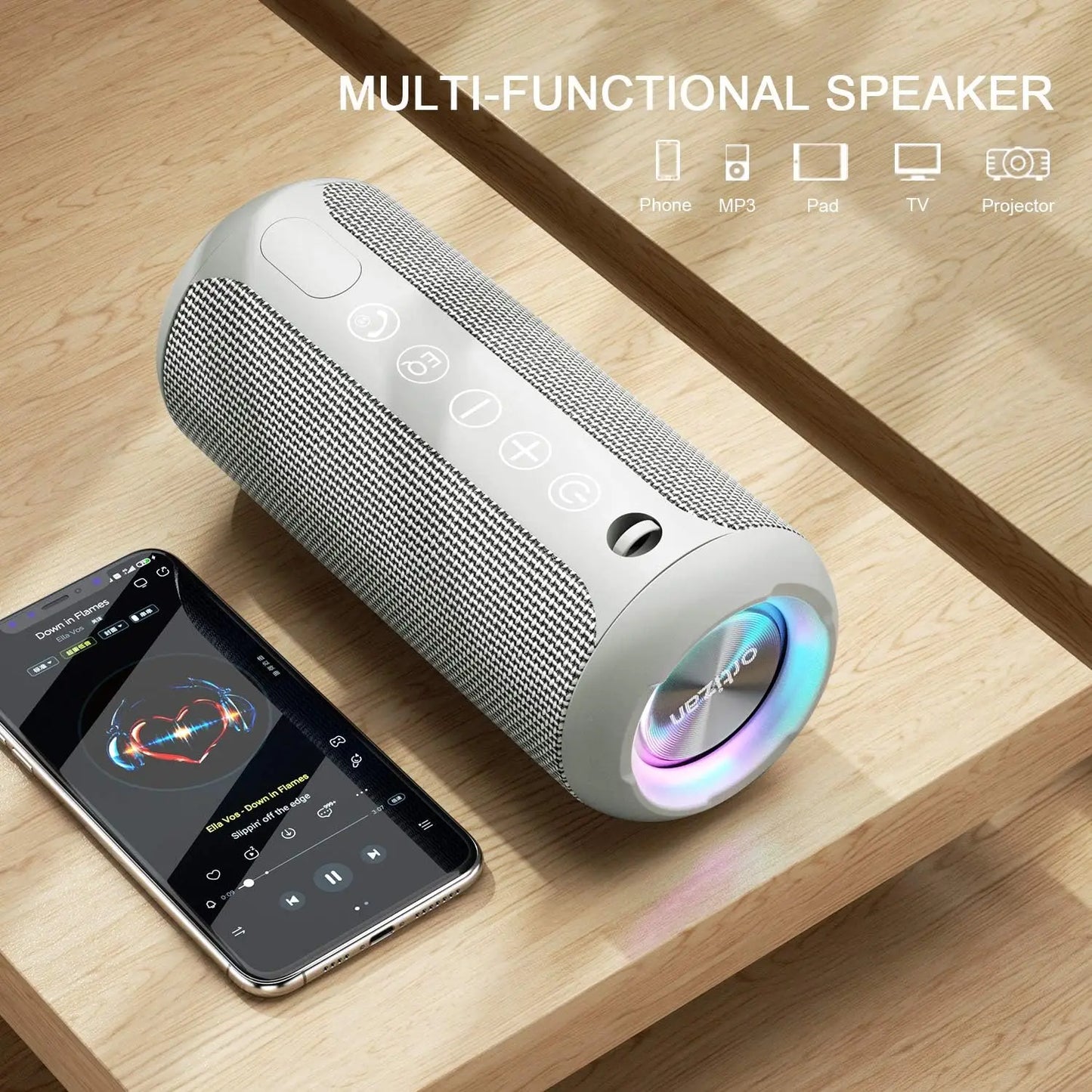 X10 Bluetooth Speaker Enhanced Bass Portable Speaker with TF Card Slot 30H Playtime IPX7 Waterproof Speaker for Camping