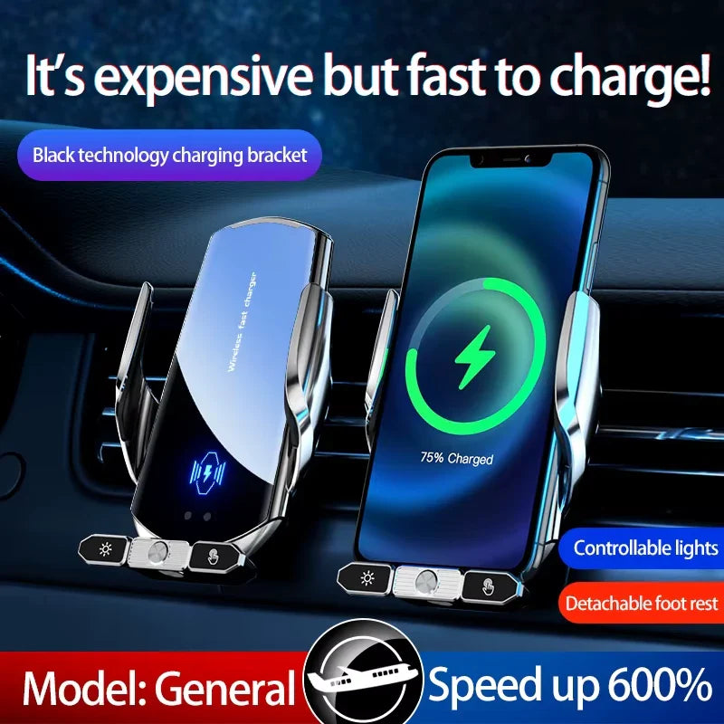 Gravity Car Phone Holder & Wireless Charger for iPhone, Samsung, Xiaomi