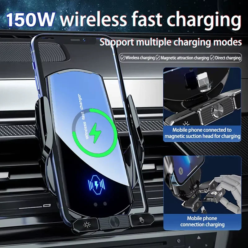 Gravity Car Phone Holder & Wireless Charger for iPhone, Samsung, Xiaomi