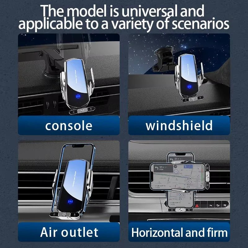 Gravity Car Phone Holder & Wireless Charger for iPhone, Samsung, Xiaomi