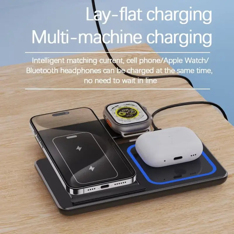Multi-functional 3-in-1 Foldable wireless charging stand