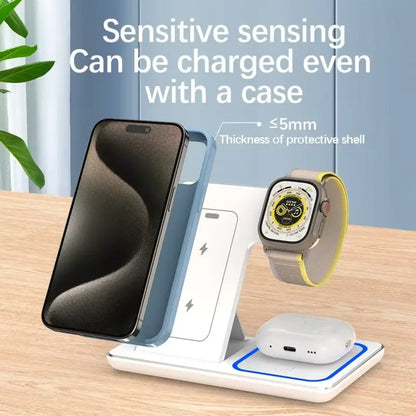 Multi-functional 3-in-1 Foldable wireless charging stand