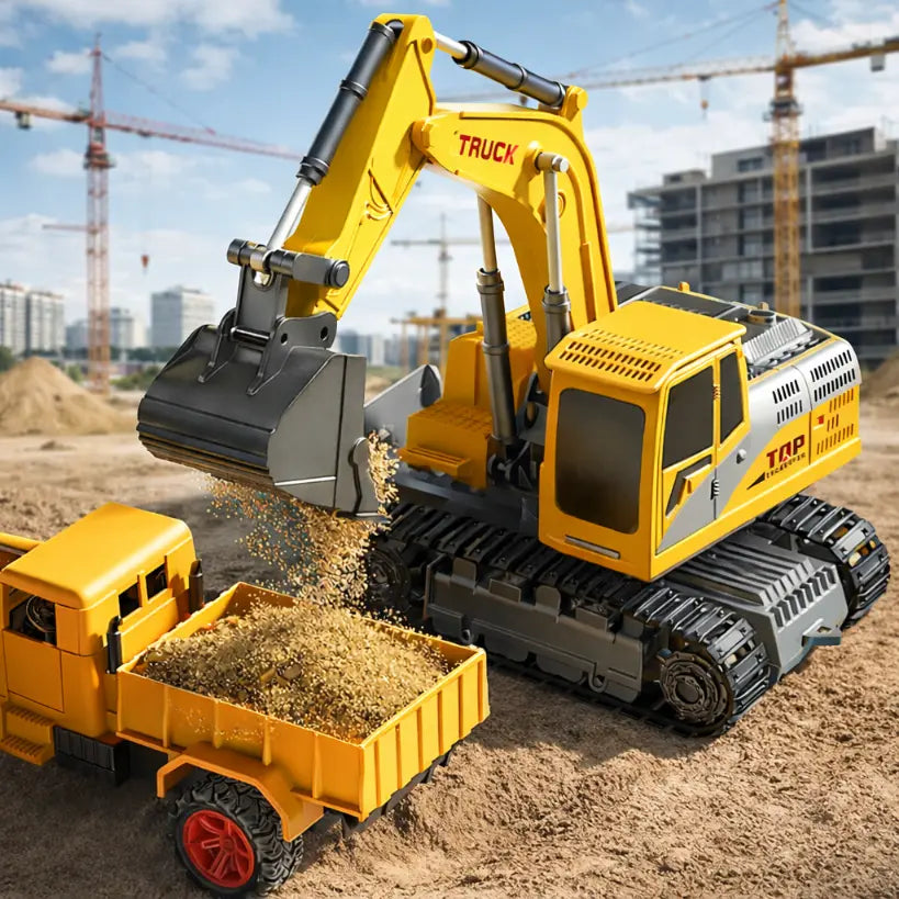 2.4G Remote Control Excavator & Dump Truck RC Construction Toy