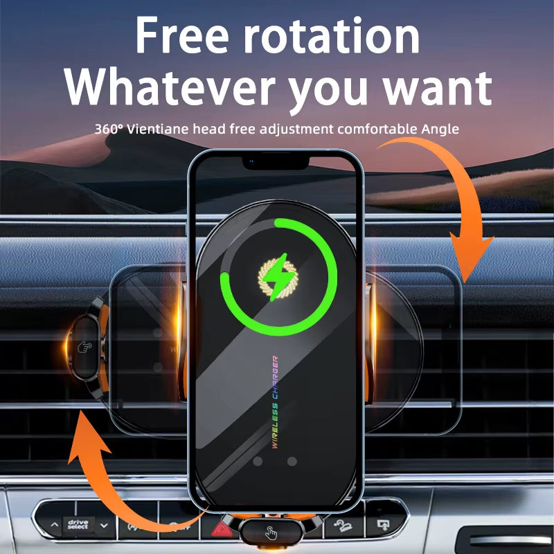 Car Wireless Phone Holder Stand 66W Fast Charging Station Charger Auto Infrared Induction for Iphone 15 14 13 12 Samsung Xiaomi